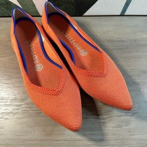 Rothy’s The Point Persimmon Orange ballet flats 8 EUC
